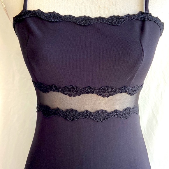 Vintage 1990s Y2K Black Bodycon Slip Formal Gown Sz M - Picture 6 of 10